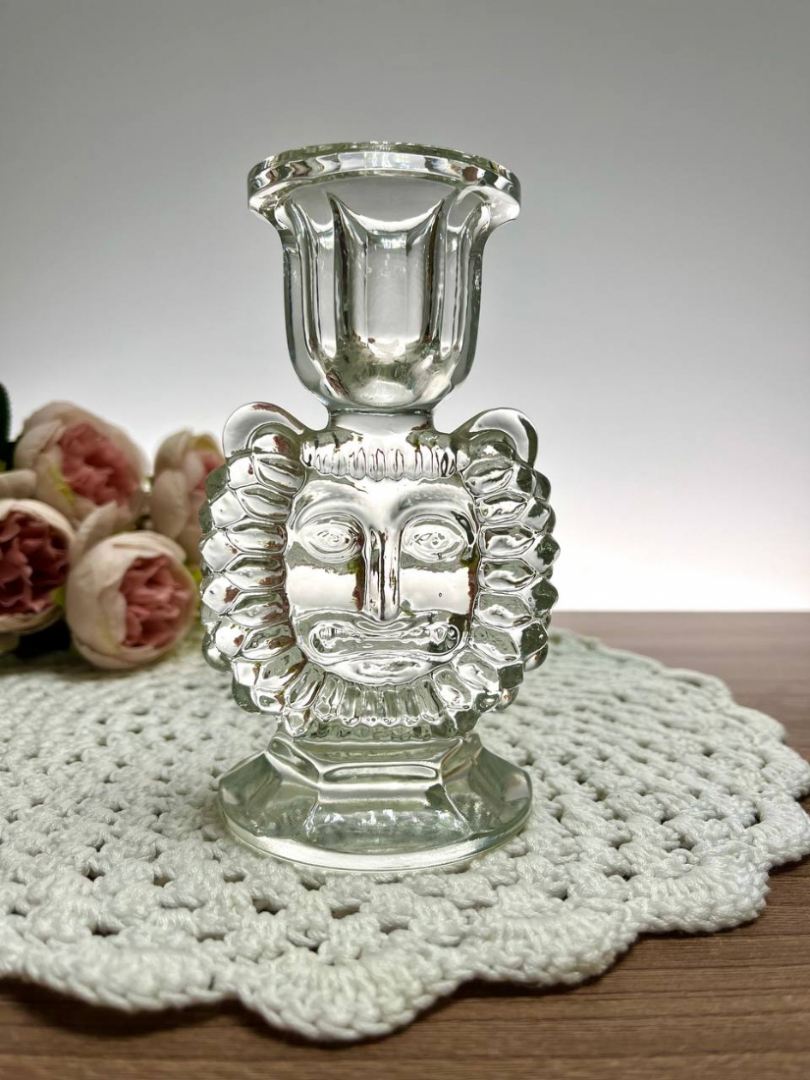 Подсвечник "Лев" гусевской ХЗ. Прозрачный хрусталь в форме.. Картинка 2